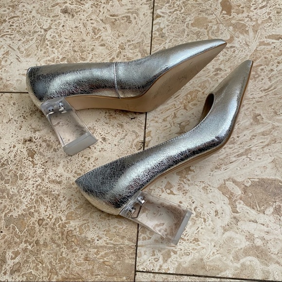 Marc Fisher Shoes - MARC FISHER SILVER CLEAR HEEL